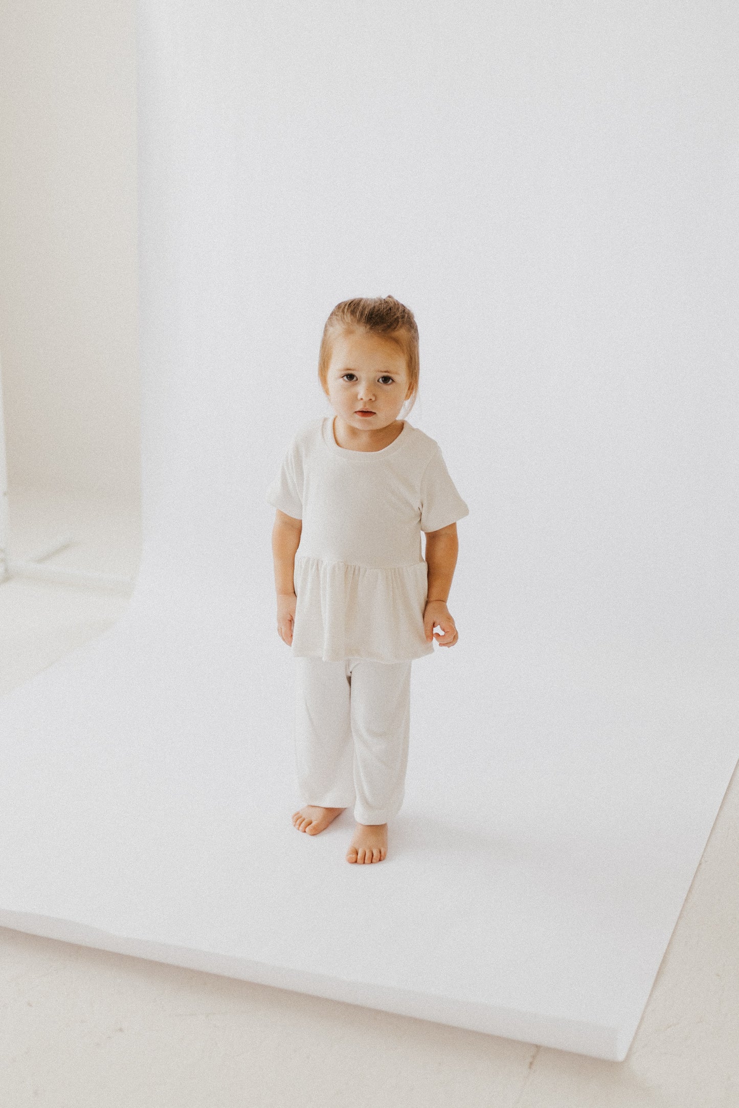 Ivory Rib Wide Leg Pants