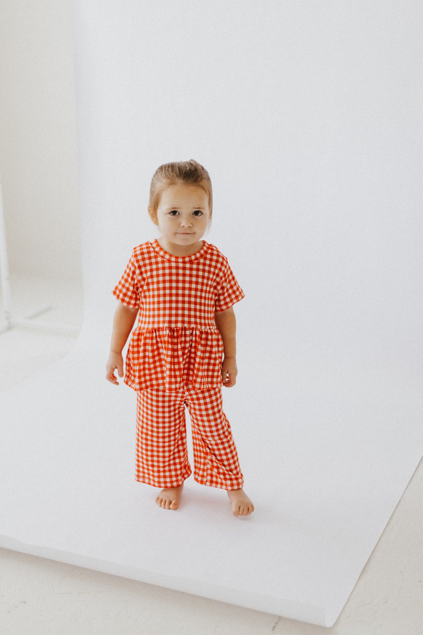 Red Gingham Wide Leg Pants