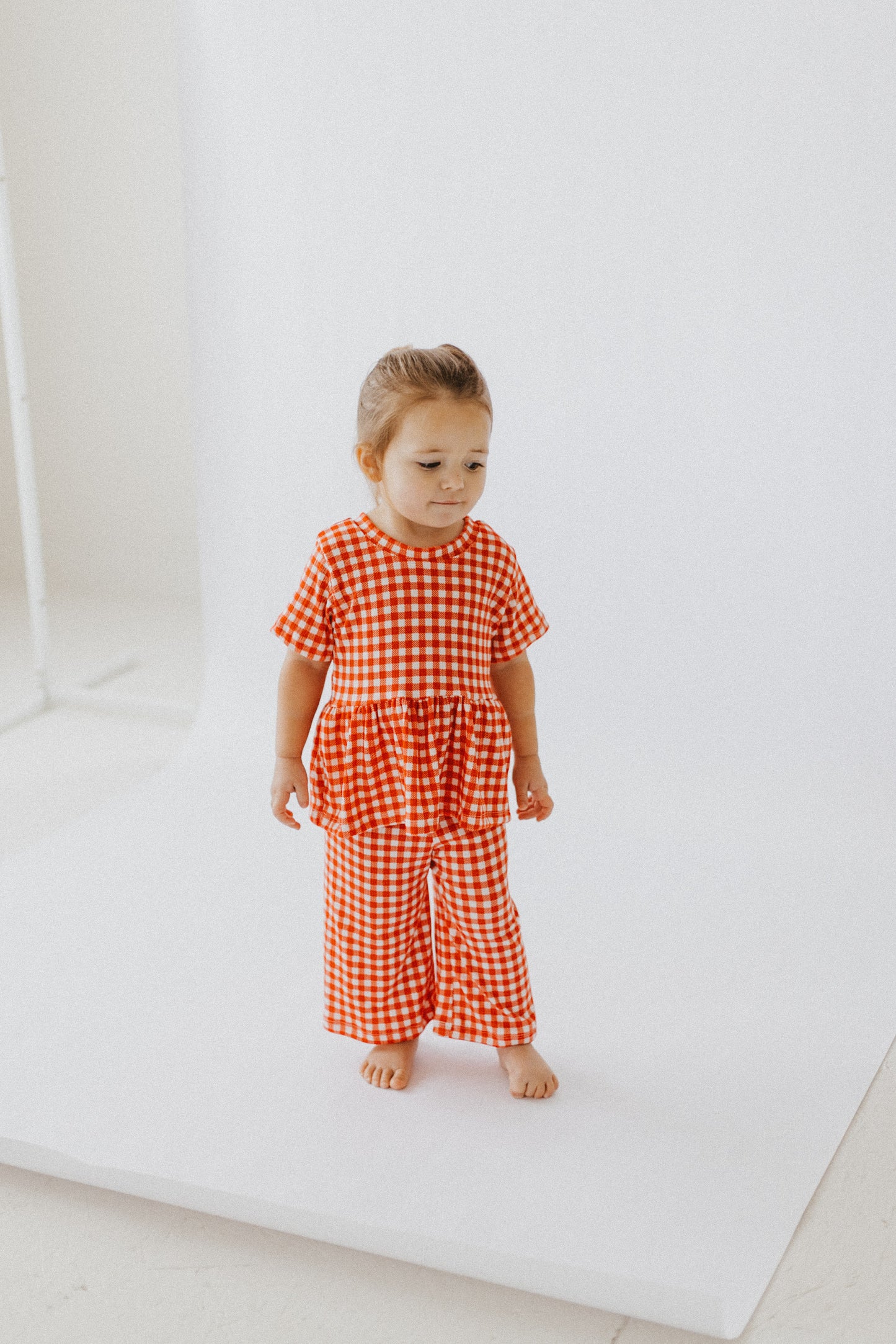 Red Gingham Wide Leg Pants