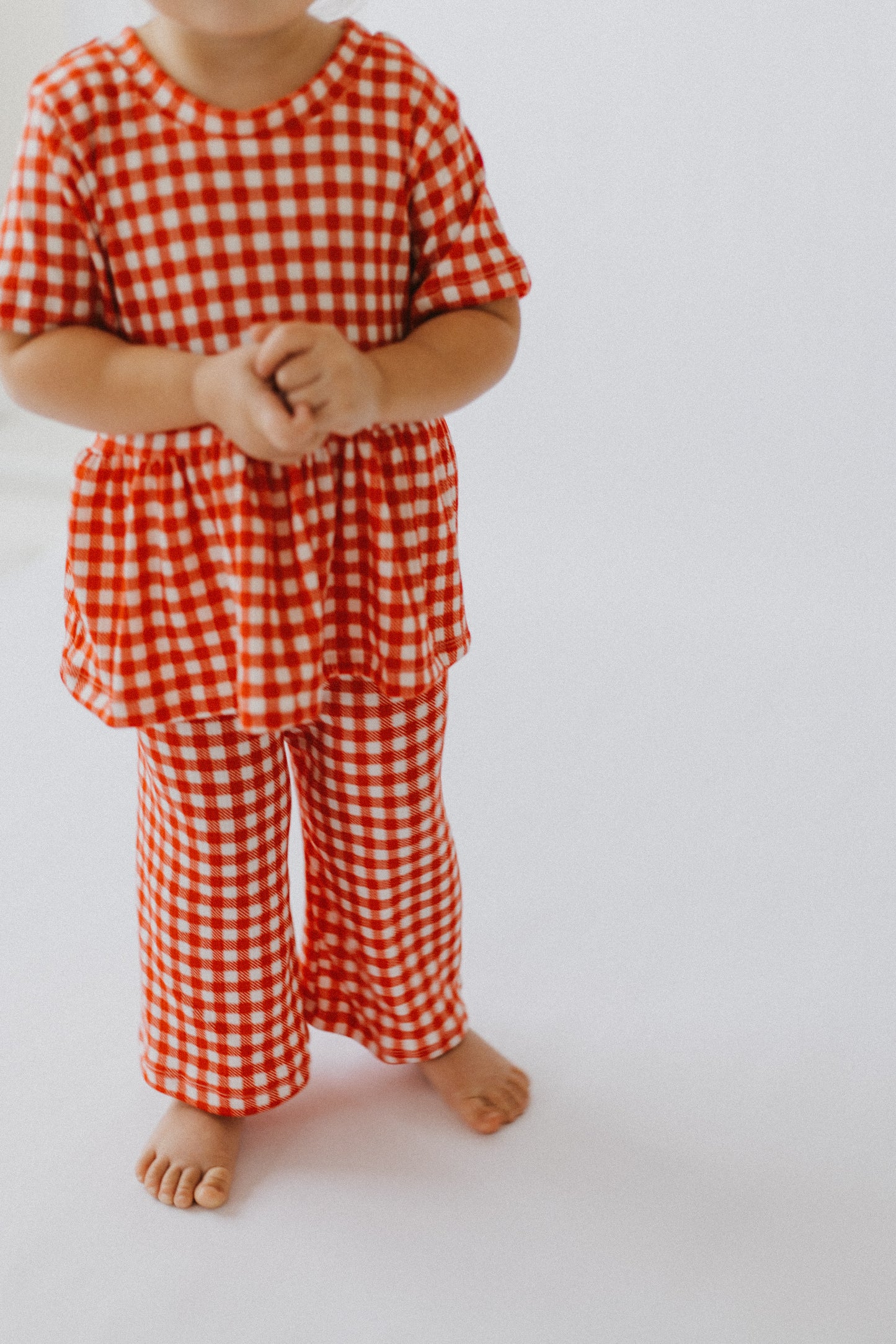 Red Gingham Wide Leg Pants