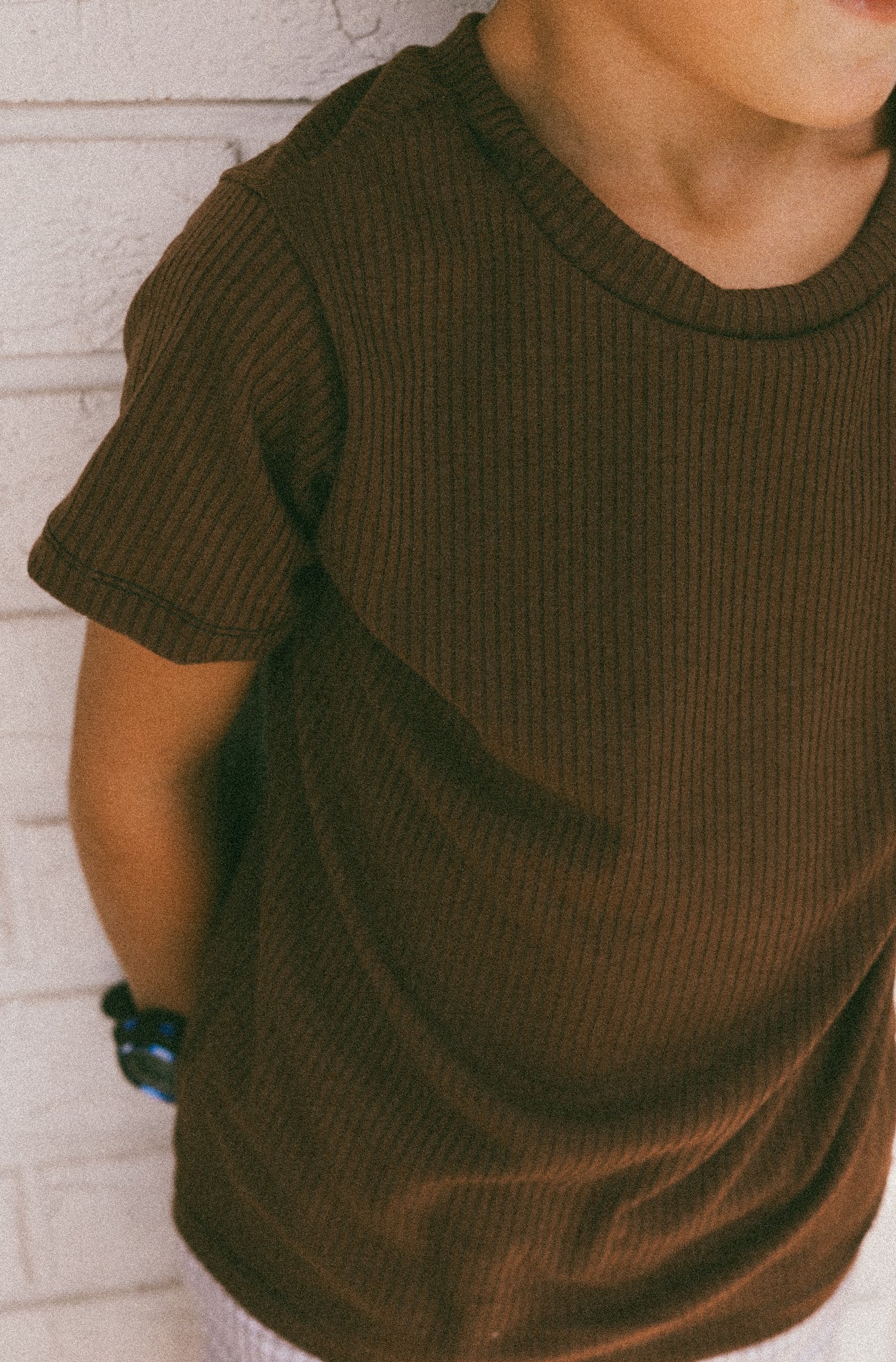 Basic Rib T-shirt - Chocolate Brown