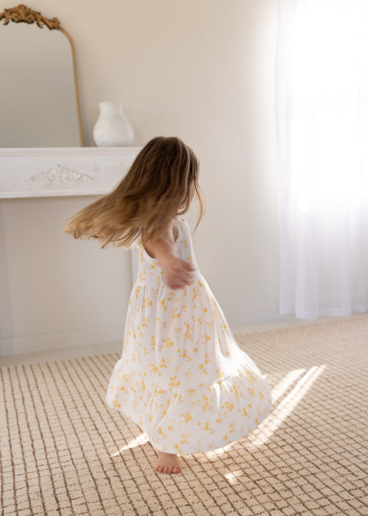 Butter Yellow Floral Dress