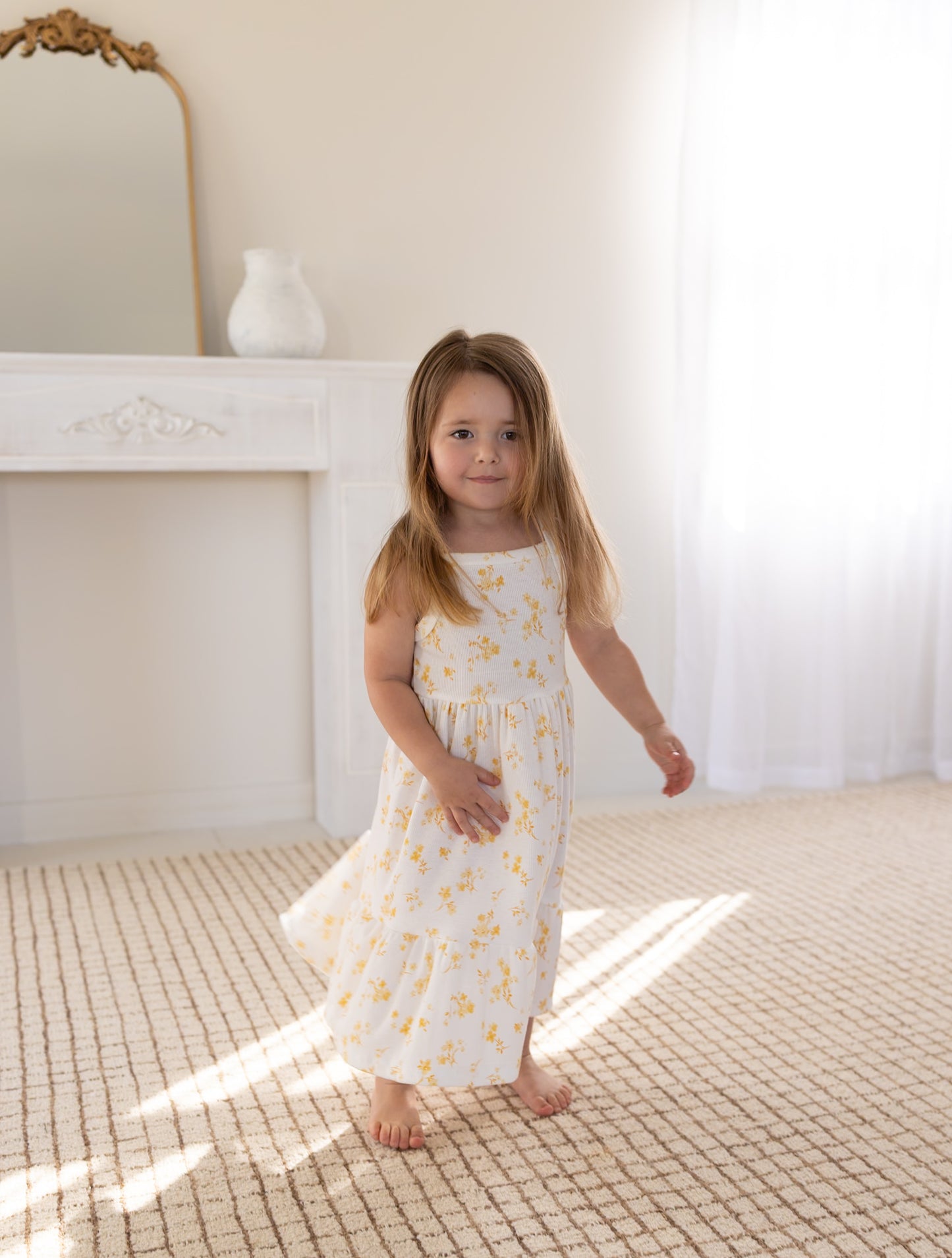 Butter Yellow Floral Dress