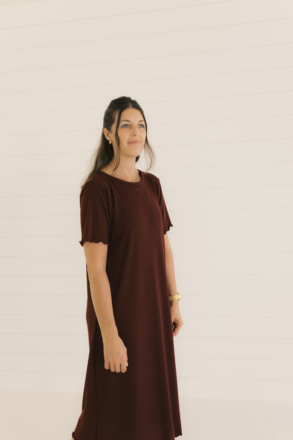 The Everyday Dress - Burgundy Rib