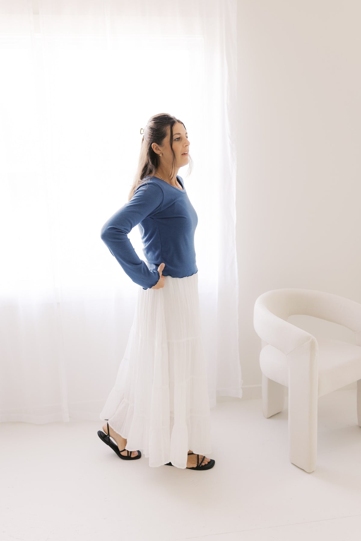 The Ruby Top  - Navy Denim Rib