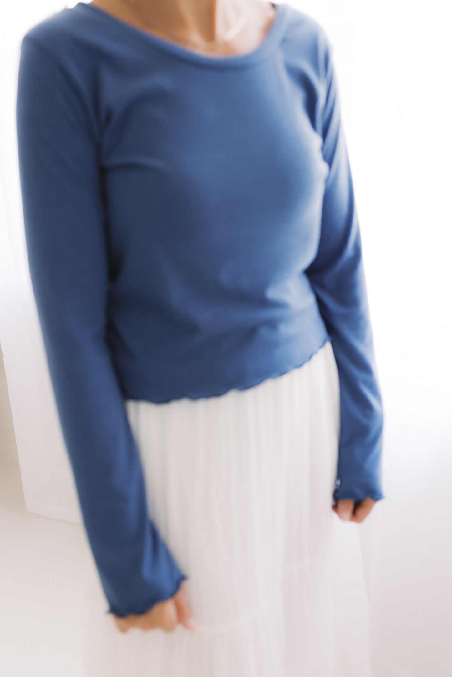 The Ruby Top  - Navy Denim Rib