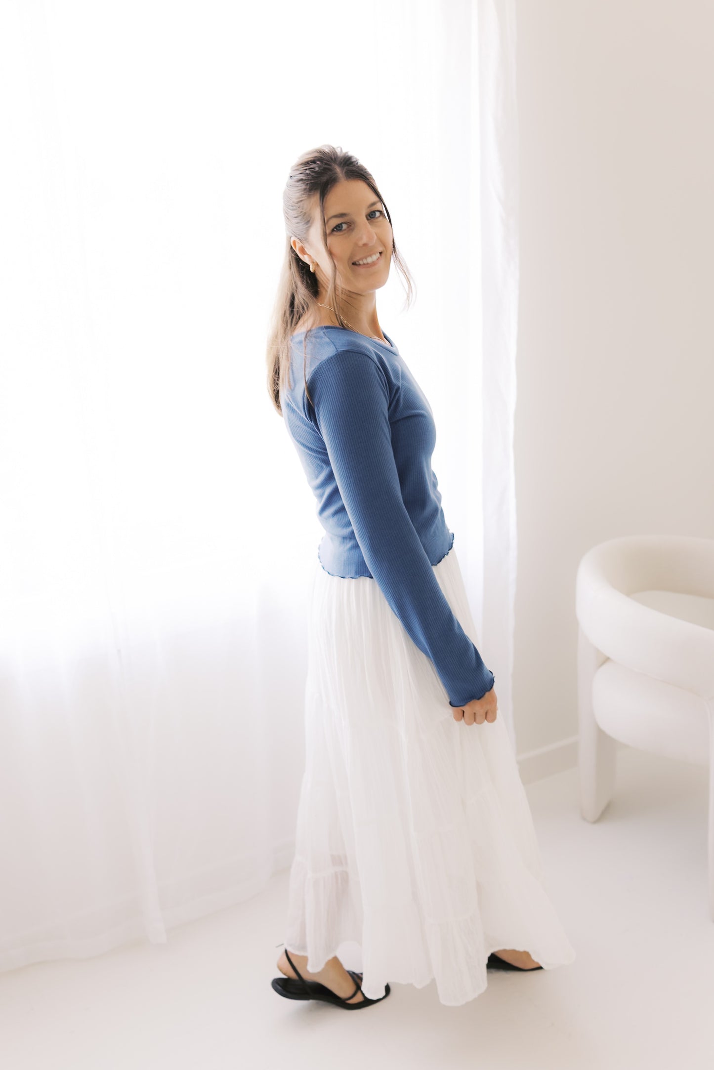 The Ruby Top  - Navy Denim Rib