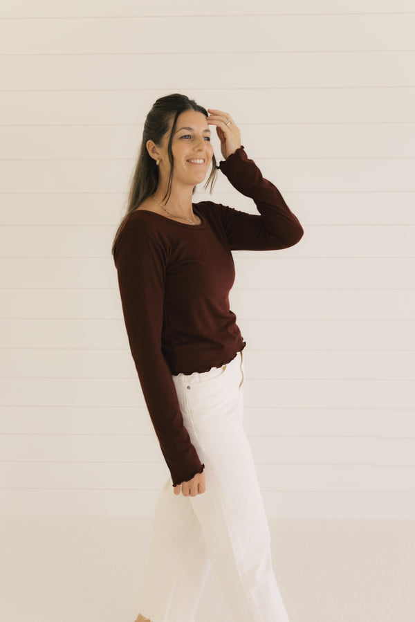 The Ruby Top  - Burgundy Rib