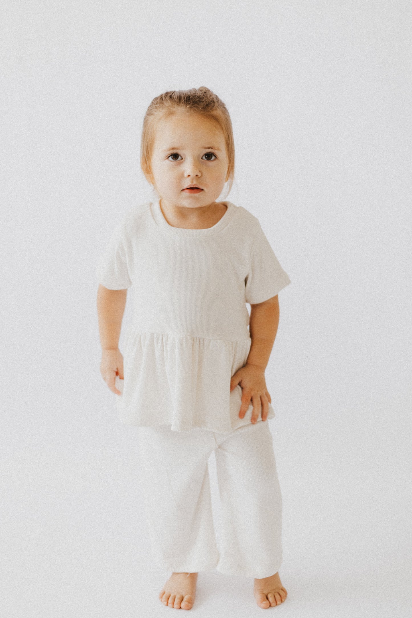 Ivory Rib Wide Leg Pants