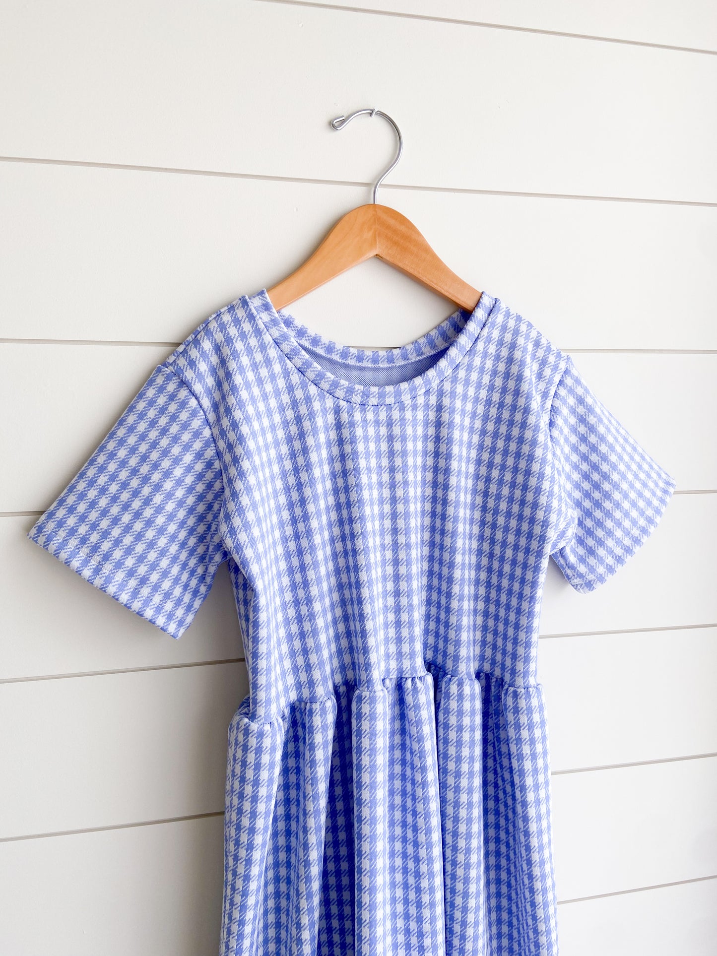 Blue Gingham Midi Dress
