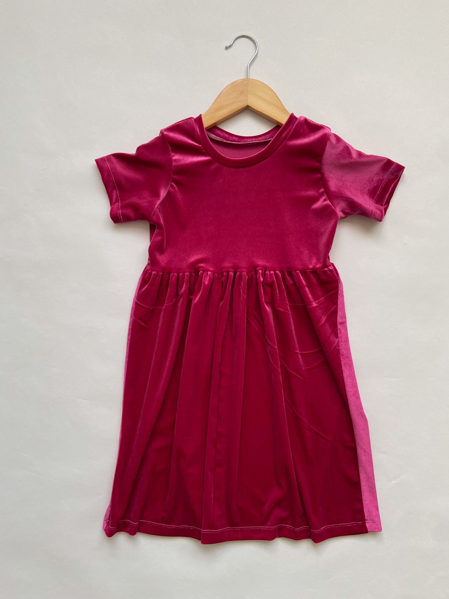 Pink Velvet Babydoll Dress