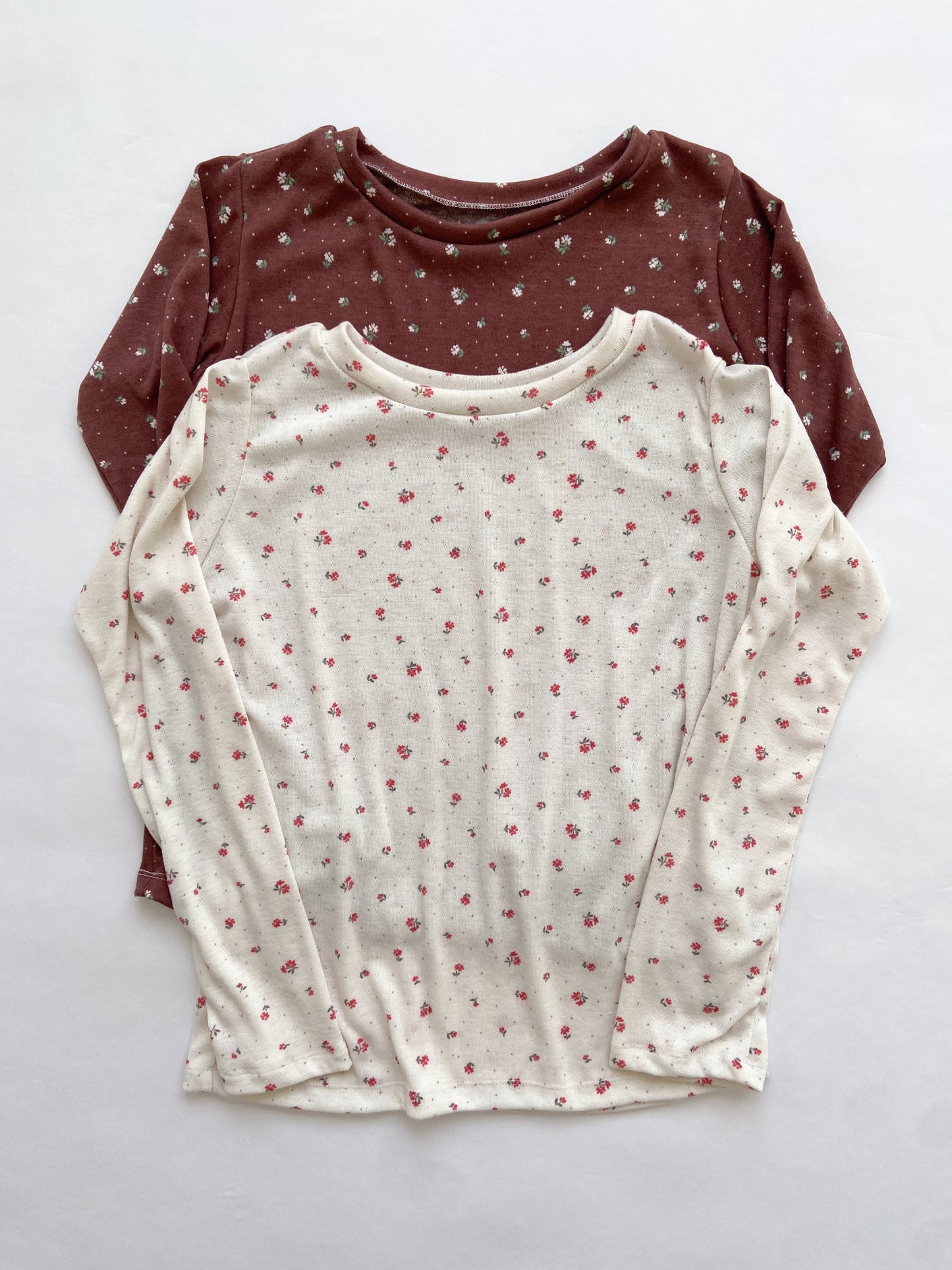Pointelle Knit Floral T-shirt (2 color options)
