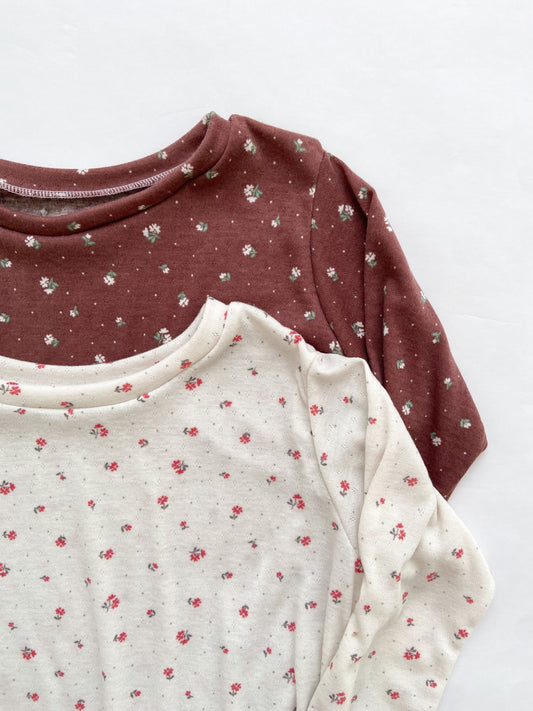 Pointelle Knit Floral T-shirt (2 color options)