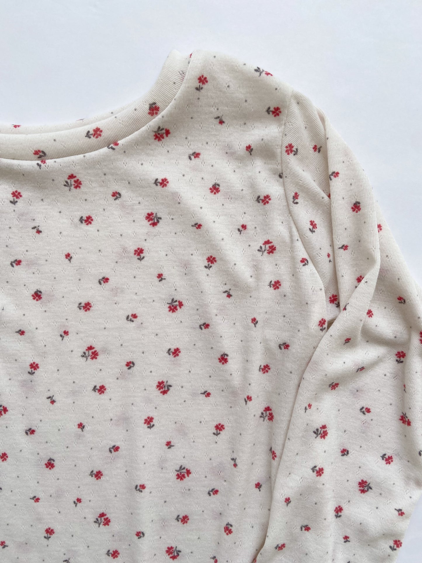 Pointelle Knit Floral T-shirt (2 color options)