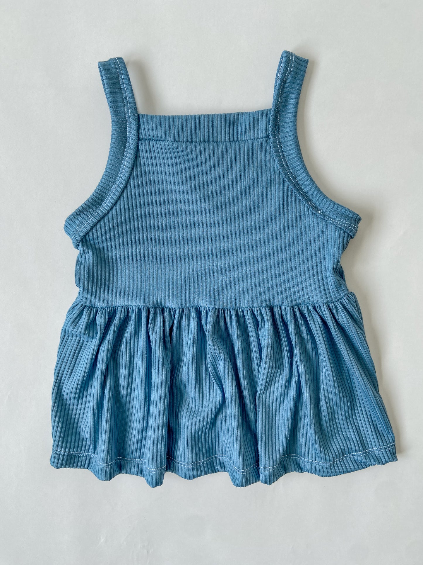 Denim Blue Ribbed Cami Peplum
