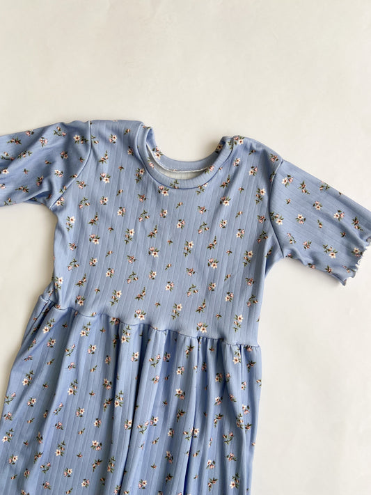 Blue Floral Midi Dress