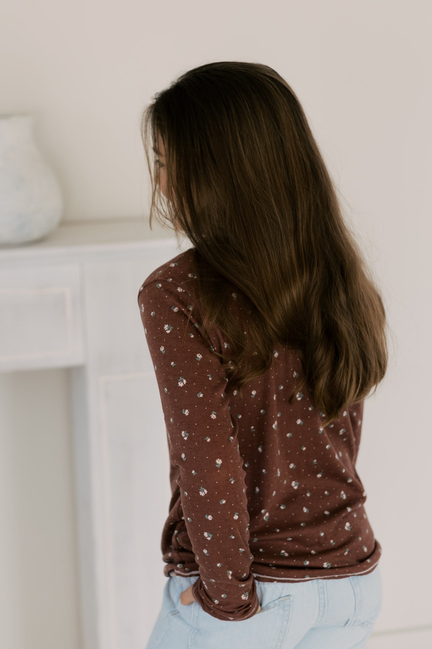 Pointelle Knit Floral T-shirt (2 color options)