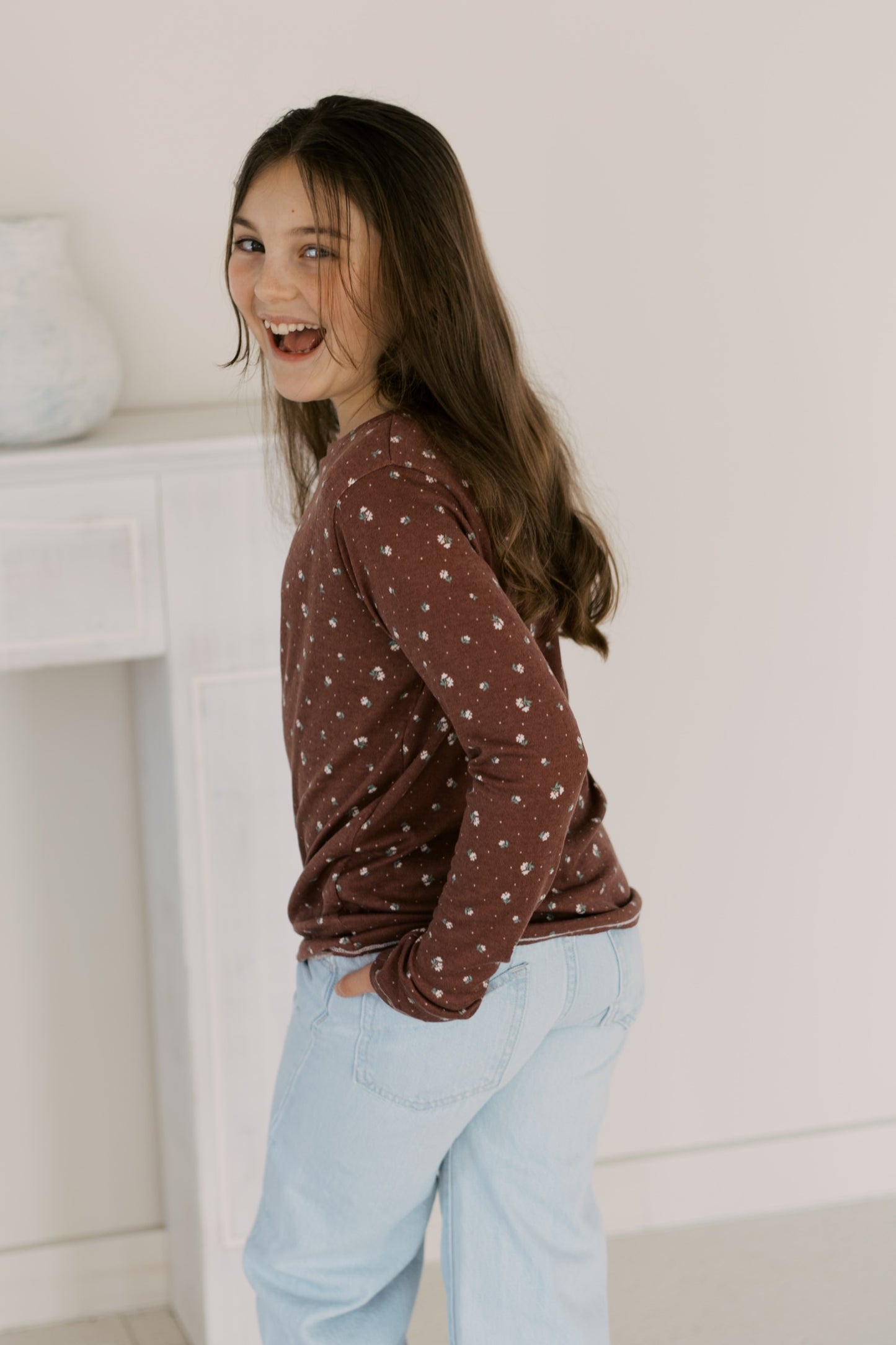 Pointelle Knit Floral T-shirt (2 color options)