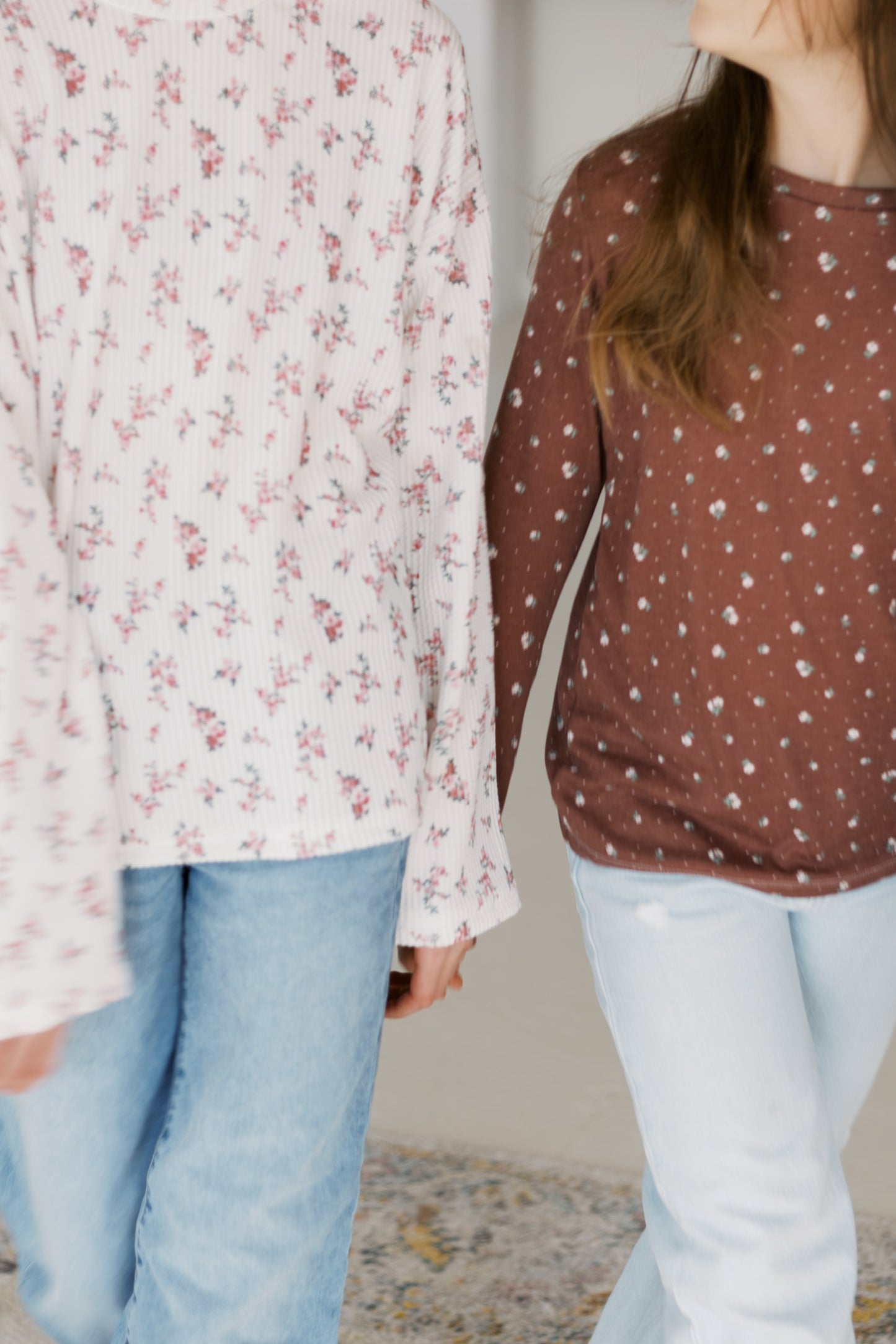 Pointelle Knit Floral T-shirt (2 color options)