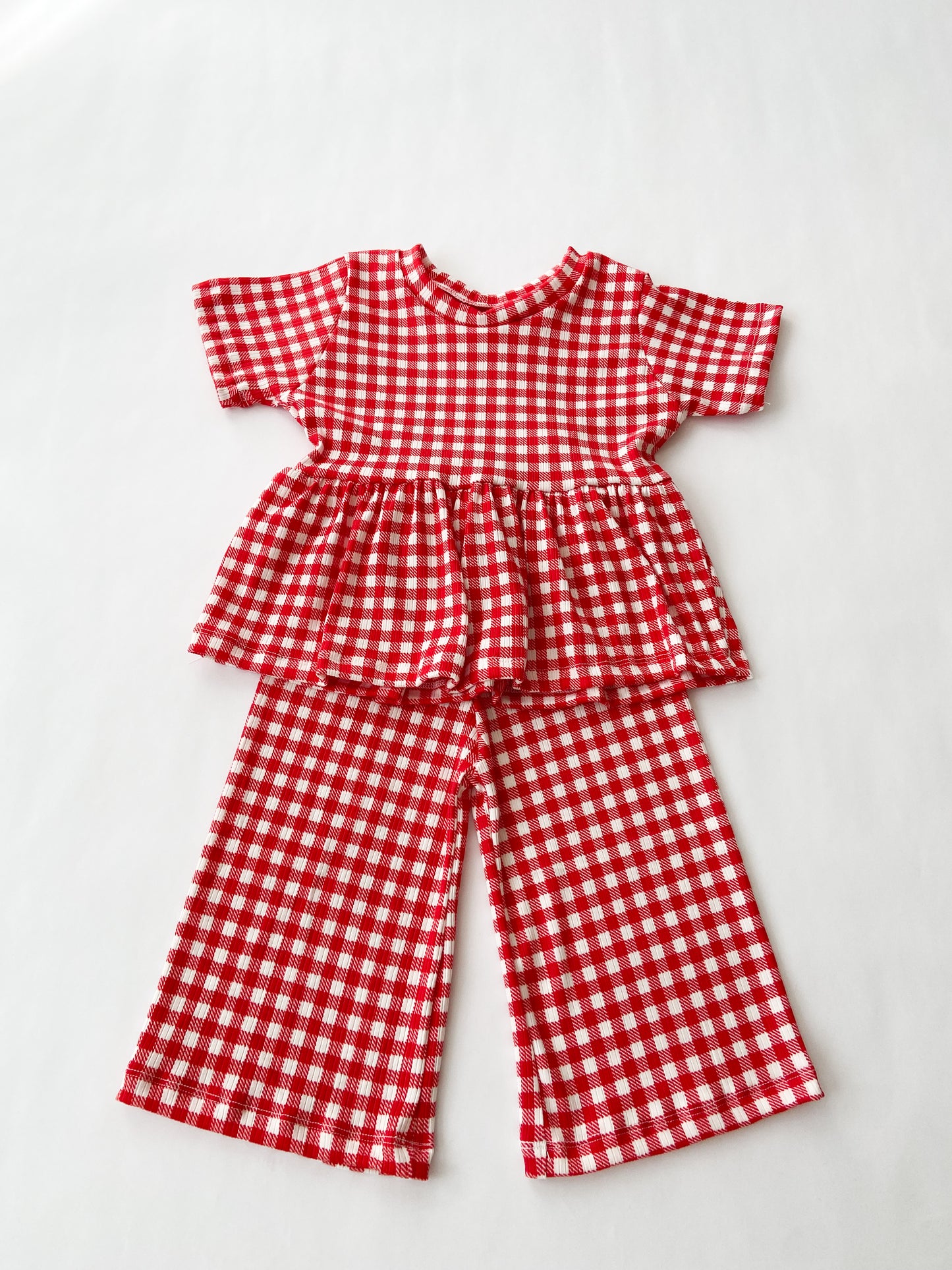 Red Gingham Wide Leg Pants