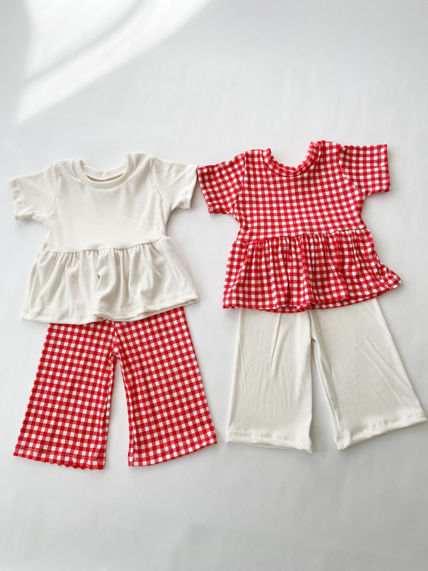 Red Gingham Wide Leg Pants