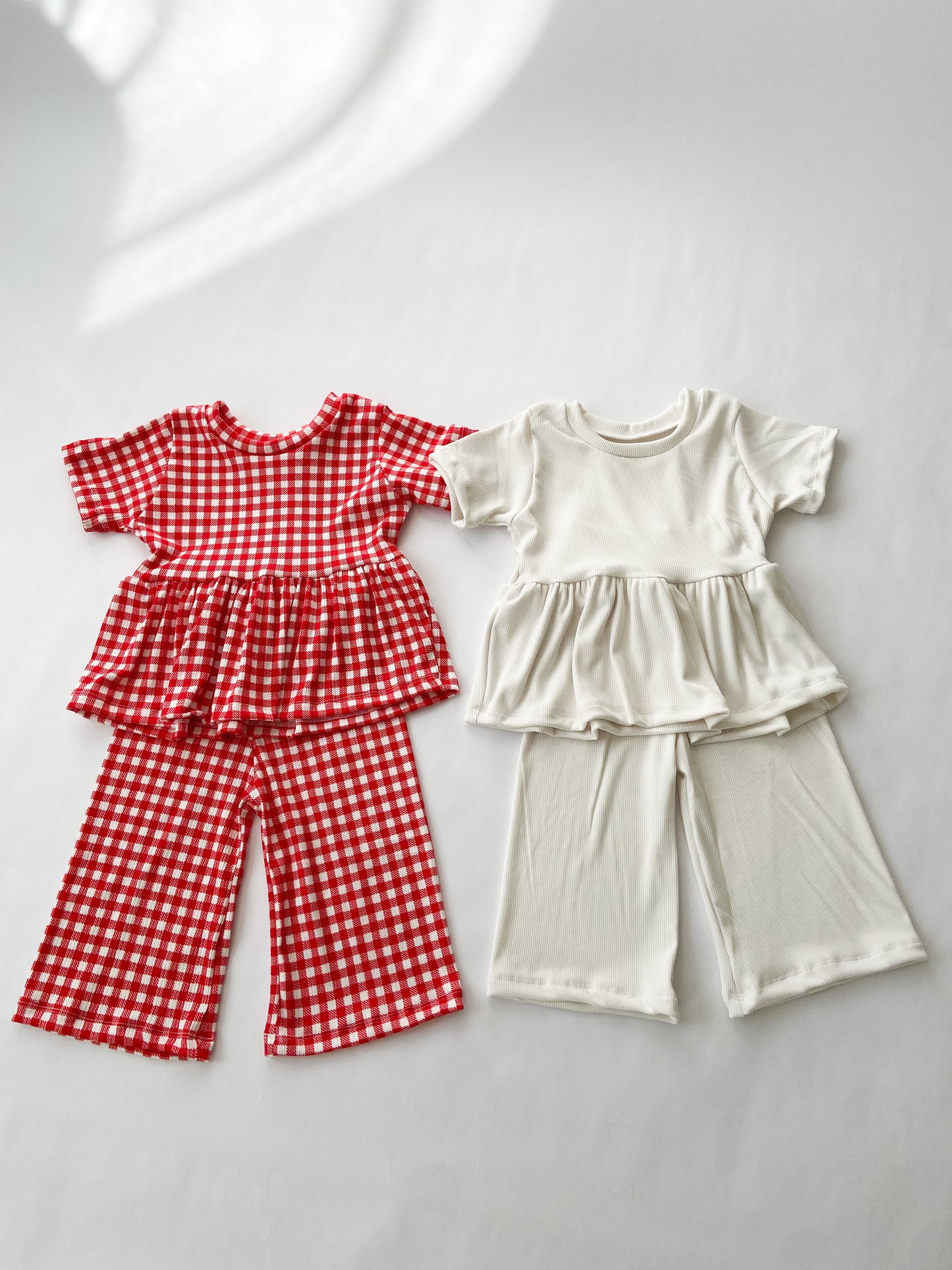 Ivory Rib Wide Leg Pants