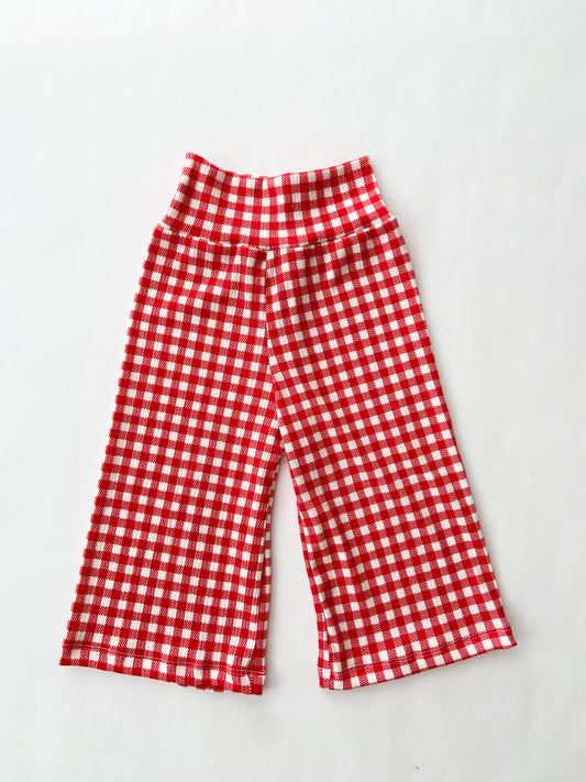 Red Gingham Wide Leg Pants