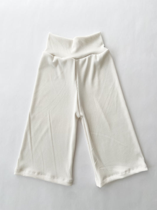Ivory Rib Wide Leg Pants