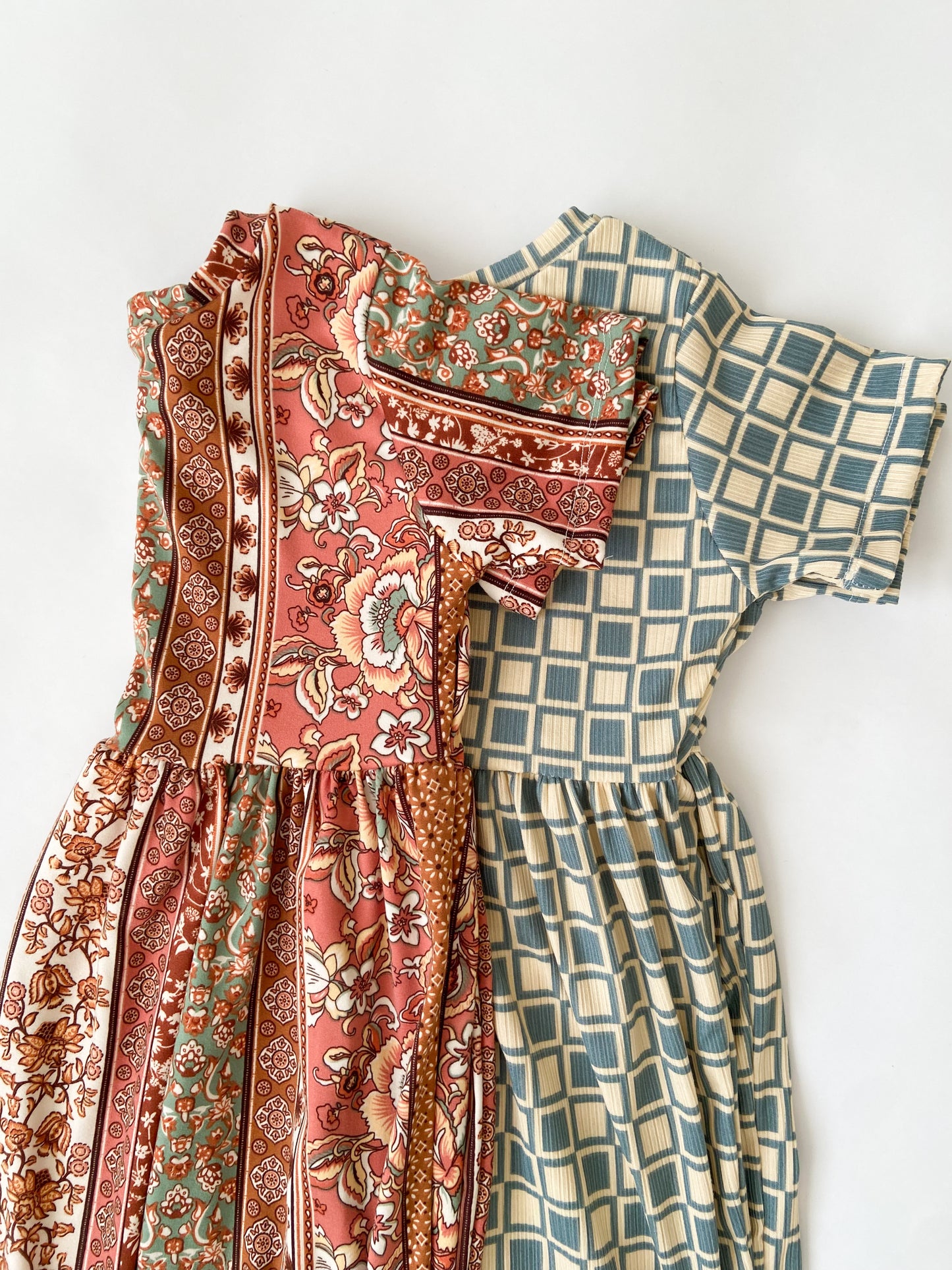 Dusty Blue Checkered Babydoll Dress