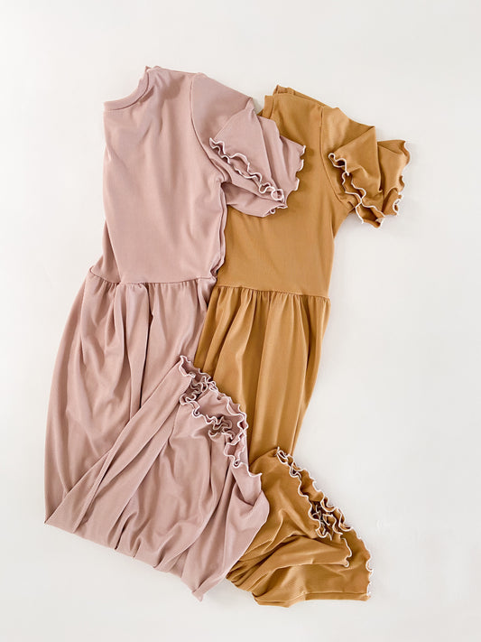 Mauve Rib Midi Dress